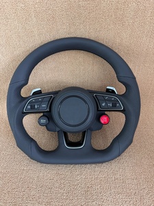 Volant en cuir véritable et fibre de carbone forgée avec écran LED pour <span class=keywords><strong>Audi</strong></span> R8 <span class=keywords><strong>TT</strong></span> <span class=keywords><strong>Roadster</strong></span> <span class=keywords><strong>RS</strong></span> TTS MK2 8j 2008 à 2013 - Product Image 1