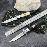 Couteau pliant russe, couteau de poche tactique de survie, lame en acier poli miroir, défense personnelle pour l'extérieur