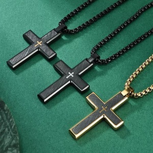 Perhiasan Baja Tahan Karat 316l Kalung Liontin Salib Emas Pvd 18k Kalung Geometris Baja Kalung Perhiasan Fashion Pria - Product Image 1