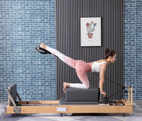 Lit d'entraînement Pilates pliable à domicile, équipement de fitness et d'étirement, machine de Pilates Reformer en chêne durable avec garantie de 3 ans