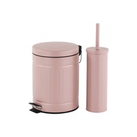 Poubelle ronde à pédale en acier inoxydable gaufré de 5 L avec ensemble de brosse de toilette