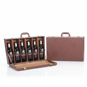 Coffret de 4 mini-vinots de luxe avec boîte cadeau <span class=keywords><strong>en</strong></span> papier recyclable pelliculé mat et cordon pour bouteilles de vin rouge - Product Image 2