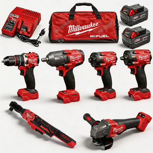 Kit di Utensili per Riparazioni Auto Senza Fili Milwaukee FUEL, 6 Attrezzi, 2 Batterie <span class=keywords><strong>da</strong></span> 5Ah, Chiave, Smerigliatrice, Trapano, Set 9-in-1 - Product Image 1