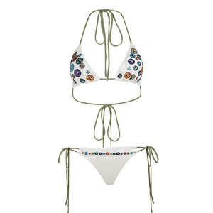 ชุดชั้นในเซ็กซี่พิมพ์ลายสำหรับผู้หญิง ชุดนอนฤดูร้อนแบบผูกเชือกเหนือเข่าติดกระดุม พร้อมกางเกงขาสั้น 2 ชิ้น - Product Image 6