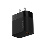 Chargeur rapide USB QC3.0 à port unique 25W, prise standard américaine noire, adaptateur de charge rapide pour voyage