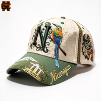 Casquette de baseball souvenir du Nicaragua brodée d'un oiseau et d'un paysage floral, cadeau de voyage, vente en gros