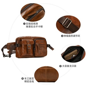 กระเป๋าคาดหน้าอกผู้ชายดูเจียงหนังแท้ความจุขนาดใหญ่กระเป๋าคาดเอวอเนกประสงค์สำหรับกิจกรรมกลางแจ้ง - Product Image 2