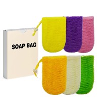Sac de savon en nylon éponge maille africaine personnalisé sac de savon exfoliant pour gommage de douche pochette économiseur de savon exfoliant sac à récurer pour le corps