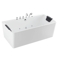 Baignoire balnéo autoportante en acrylique, rectangulaire, avec hydromassage SPA, 7 jets d'eau, bain profond moderne pour salle de bain d'hôtel