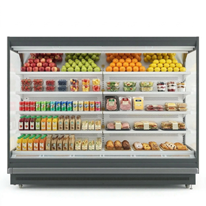 Vitrine Réfrigérée Commerciale Multi-niveaux Ouverte avec Rideau d'Air et Rail de Protection pour Supermarché, Fruits et Boissons - Product Image 5