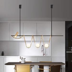 Luminaire LED d'art créatif nordique, luminaire suspendu minimaliste tendance pour restaurant, hall, bar et salon, design de ligne de luxe - Product Image 3