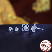 Anting Zirkonia Putih Lucu Anting Stud Bulat Bunga CZ untuk Wanita Pemakaian Sehari-hari Hadiah Ulang Tahun Perhiasan Perak Sterling 925 Asli
