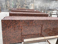 Dalles de granit rouge Carmen polies de luxe pour revêtement mural extérieur, projets de grande hauteur, comptoirs de cuisine de villa - Prix usine