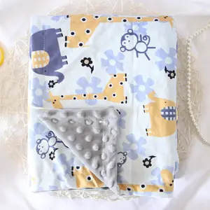 BSCI Factory Custom Print Minky Wrap Silky Soft Micro Fleece Baby Blanket with Dotted Backing baby cozy blanket