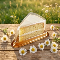 Boîte à pâtisserie jetable en plastique transparent avec couvercle haut, pour tranches de gâteau individuelles, base dorée et noire, pour cheesecake