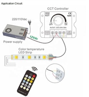 Télécommande RF D01 12V 360W 24V 720W 14 touches 30A avec variateur LED à bouton 1 canal