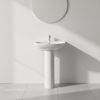Lavabo en céramique moderne avec piédestal blanc, à poser au sol, pour salle de bain d'hôtel, design européen pour balcon, facile à nettoyer