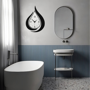 <span class=keywords><strong>นาฬิกา</strong></span>แขวนผนังอะคริลิครูปทรงหยดน้ำ16.5นิ้วแบบใสและสีดำทันสมัย - Product Image 5