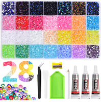 Nouvel ensemble d'accessoires de nail art transfrontalier : 24 compartiments de strass en résine AB de 3 mm à dos plat, effet gelée, pour vêtements et ongles (DIY)