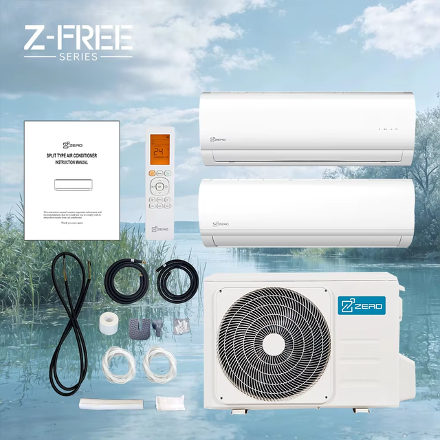 Mini Split Ac Unit Heat Pump System Air Conditioners Minisplit Cooling and Heating Ductless Conditioning Z-free Zero Z-free
