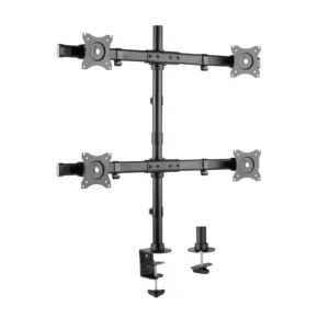 Curved Horizontal Rail Tilt Quad LCD Desk Mount Stand Monitor Arm for 13 to 27 inch 4 Screens