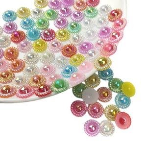 Accesorios DIY hechos a mano para el cabello, equipaje y joyería: Adornos planos de girasol de ABS, lazos con cuentas de imitación de perlas y piezas de plástico pintado - Product Image 3