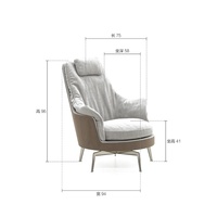 Fauteuil pivotant de luxe à dossier haut avec appui-tête, fauteuil d'appoint en tissu velours pour salon, hôtel, villa