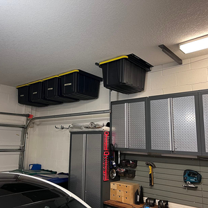 Hot Sale Market Garage Ceiling Storage Tote Slide Rack Storage Overhead Bin Rack For 4 Bins