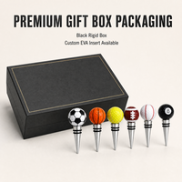 Ensemble de bouchons de bouteille de vin personnalisés SHUNSTONE, six designs sportifs avec boîte cadeau noire, idées de cadeaux d'entreprise originales pour hommes
