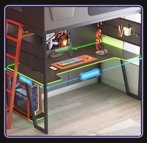 Letto <span class=keywords><strong>a</strong></span> castello integrato con scrivania per bambini, nuovo design per camera da letto, unità compatta per sala eSport e studio domestico - Product Image 3