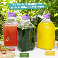 Bouteilles de lait de grande taille hermétiques de 2000 ml, bouteilles de boisson en verre d'un demi-gallon, bouteilles de jus de lait de 64 oz avec bec verseur