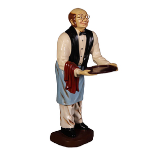 <span class=keywords><strong>Statua</strong></span> ornamentale cameriere maggiordomo vecchio con vassoio, arredamento ristorante prop, statue di maggiordomo a grandezza naturale in resina - Product Image 3