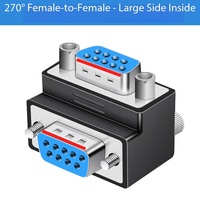 Conector DB9 de 270 Grados en Ángulo Recto, Adaptador de Protocolo RS232 Macho a Hembra