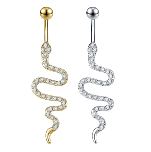 Nuovo Design 2026 <span class=keywords><strong>Piercing</strong></span> all'<span class=keywords><strong>Ombelico</strong></span> a Forma di <span class=keywords><strong>Serpente</strong></span> con Fiocco in CZ, Gioiello per il Corpo in Acciaio Inossidabile alla Moda per Donne e Uomini - Product Image 3