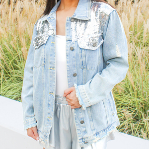 Chaqueta vaquera con lentejuelas de estrellas del 4 de <span class=keywords><strong>julio</strong></span>, chaqueta vaquera con botones de lentejuelas adornadas, chaqueta vaquera con lentejuelas de estrellas - Product Image 6