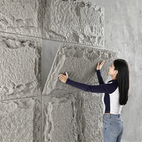 Panneau mural en pierre PU décoratif pour l'extérieur et l'intérieur, revêtement en pierre ondulée, pierre artificielle légère et imperméable