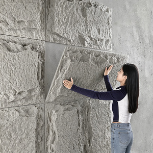 Panneau mural en pierre PU décoratif pour l'<span class=keywords><strong>extérieur</strong></span> et l'intérieur, revêtement en pierre ondulée, pierre artificielle légère et imperméable - Product Image 4