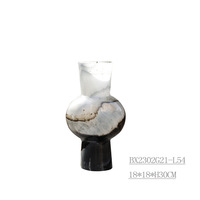 Vase en verre soufflé à la main Bixuan, luxe moderne, blanc et noir avec des taches dorées, centre de table décoratif