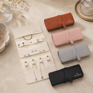 Premium PU Jewelry <b>Roll</b> Organizer Compact <b>Travel</b> Case <b>for</b> Necklace Ring Bracelet Storage and Jewelry Gift Presentation - Product Image 1