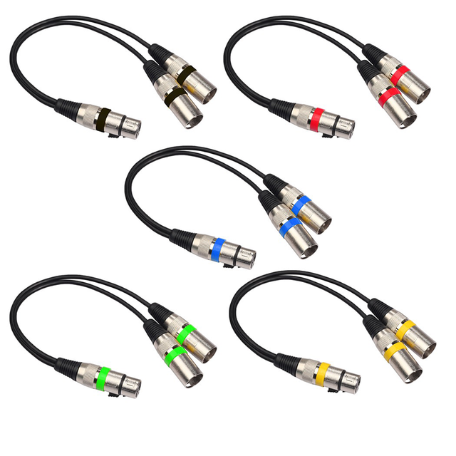 XLR Y Splitter Cable 1 Female to 2 Male Patch Cable Balanced Microphone Cord Audio Adaptor for Speaker