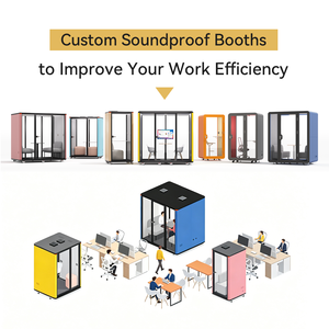 Cabine de bureau acoustique insonorisée moderne, portable et mobile, pour une personne, poste de travail individuel, modulaire, pour réunions - Product Image 5