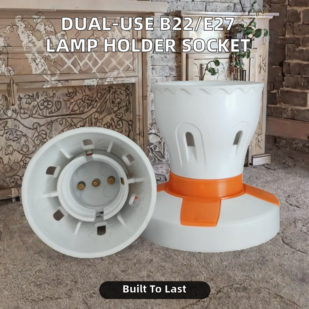 Dual-Use B22/E27 Lamp Holder Screw Socket Pendant Lamp Head ABS Material Safety Indoor Use Ceiling-Mounted Lamp Plate Plug AC