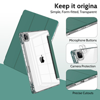 Étui de protection pliable en trois parties en cuir PU transparent avec coque arrière en PC pour iPad 2017/2018 Air 1/2, antichoc, anti-poussière, mince
