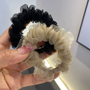 Chouchous et élastiques pour cheveux en organza pour femmes, usage quotidien, kaki noir, style ample, en tissu, faits à la main, Yiwu, Été 2024 - Product Image 1