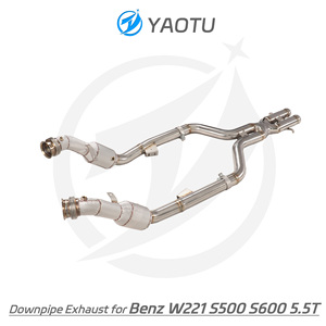 Catted xúc tác downpipe tiêu đề cho Mercedes Benz w221 S500 S600 5.5t Thép không gỉ SS304 hệ thống ống xả - Product Image 5