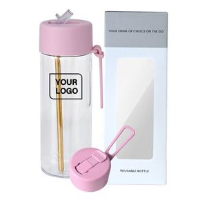 Bouteille d'eau en plastique Tritan transparente et mignonne de 25 oz (740 ml) avec paille, sans BPA, personnalisable avec logo, idéale pour le sport - Product Image 1