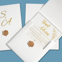 Inviti di Nozze di Lusso in Acrilico Personalizzati con Stampa in Lamina d'Oro e Sigillo in Cera per Sposa, Vendita all'Ingrosso