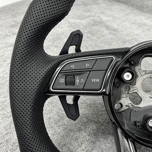 Volant sport en fibre de carbone forgé à fond plat en cuir pour <span class=keywords><strong>Audi</strong></span> A4 B8/B8.5/A6 C7/C7.5 <span class=keywords><strong>s</strong></span> <span class=keywords><strong>Line</strong></span> 2011-2017 LED - Product Image 3