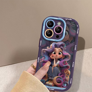 Grazioso Design di lusso con capelli ricci graziosa principessa placcatura creativa <span class=keywords><strong>Cover</strong></span> antiurto per iPhone 17 15 16 Pro Max 14 <span class=keywords><strong>12</strong></span> - Product Image 1