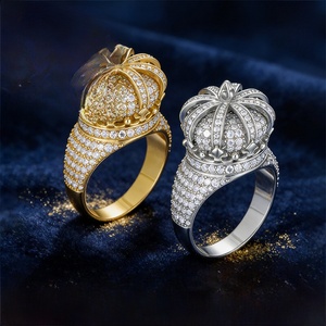 Anillo <span class=keywords><strong>de</strong></span> Corona <span class=keywords><strong>de</strong></span> Rey <span class=keywords><strong>de</strong></span> Plata <span class=keywords><strong>de</strong></span> Ley S925 Chapado en Oro con Moissanita VVS GRA Completa, Joyería <span class=keywords><strong>de</strong></span> Moda Hip Hop que No se Deslustra <span class=keywords><strong>para</strong></span> Hombre - Product Image 2